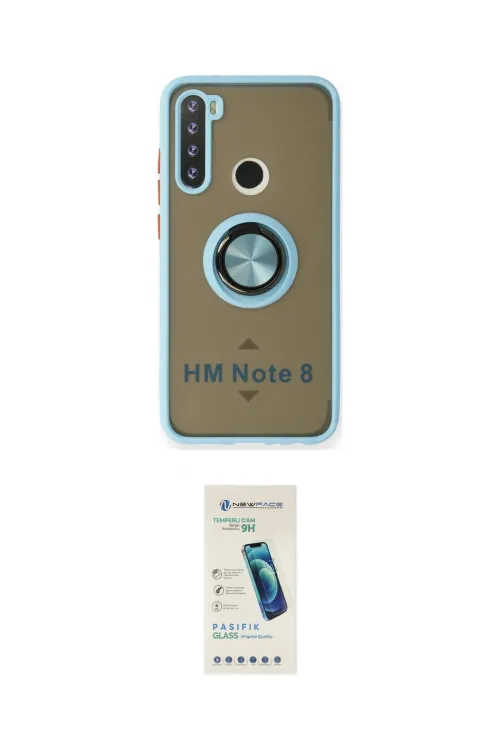 ieg™ Redmi Note 8 Kılıf Yörünge Çizgi - Şeffaf Pasifik Cam Ekran Koruyucu