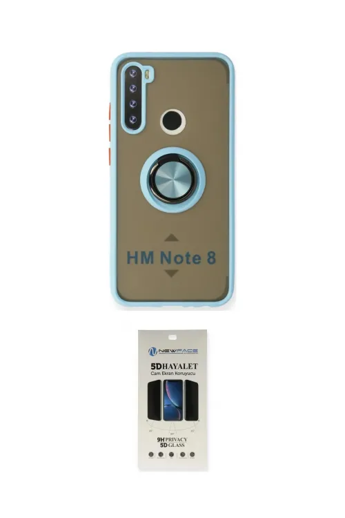 ieg™ Redmi Note 8 Kılıf Yörünge Çizgi - Siyah 5D Hayalet Cam Ekran Koruyucu