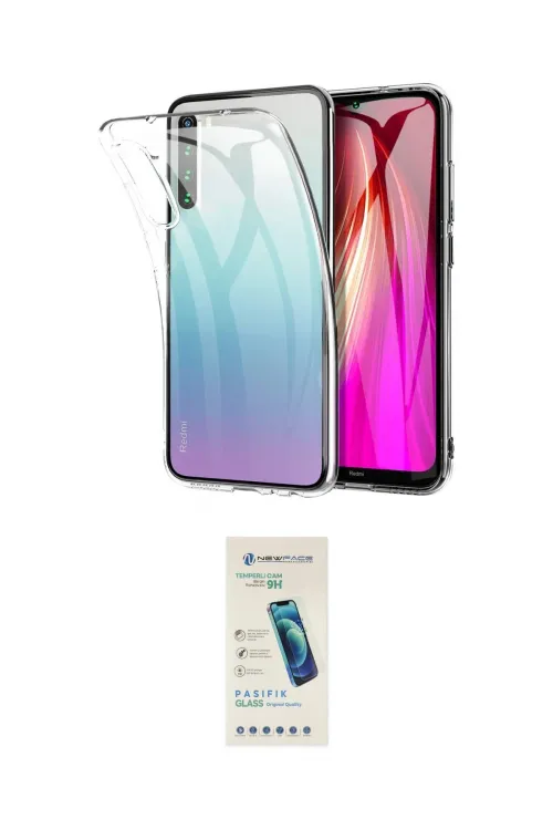 ieg™ Redmi Note 8 Kılıf Zirve Doku - Şeffaf Pasifik Cam Ekran Koruyucu