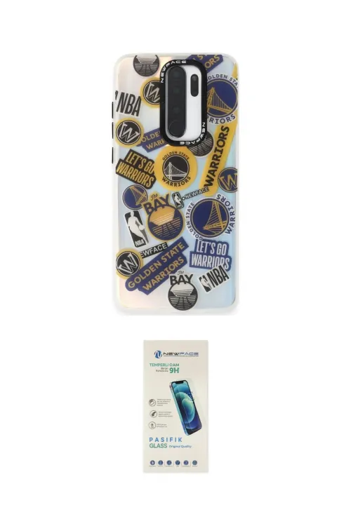 ieg™ Redmi Note 8 Pro Kılıf Siluet Çizgi Koleksiyonu - Şeffaf Pasifik Cam Ekran Koruyucu