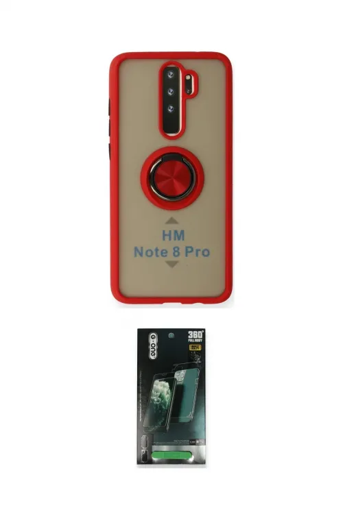 ieg™ Redmi Note 8 Pro Kılıf Yörünge Çizgi - Şeffaf 360 Full Body Arka Koruyucu