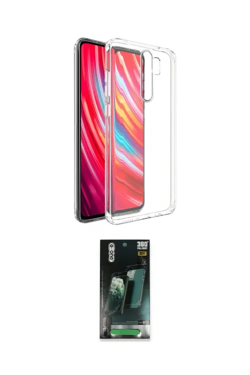 ieg™ Redmi Note 8 Pro Kılıf Zirve Doku - Şeffaf 360 Full Body Arka Koruyucu