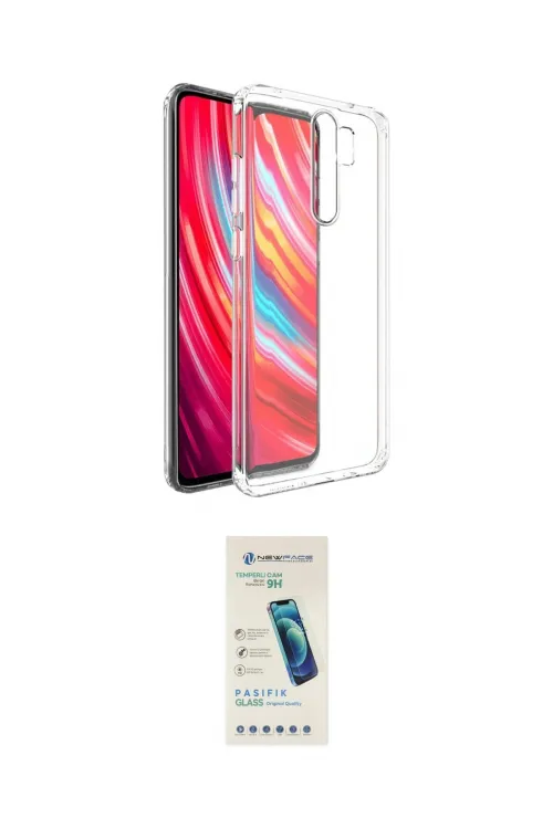 ieg™ Redmi Note 8 Pro Kılıf Zirve Doku - Şeffaf Pasifik Cam Ekran Koruyucu