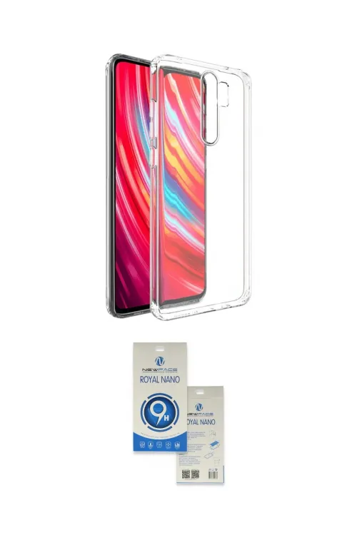 ieg™ Redmi Note 8 Pro Kılıf Zirve Doku - Şeffaf Royal Nano Ekran Koruyucu