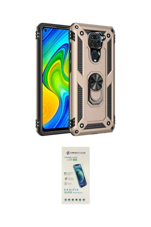 ieg™ Redmi Note 9 Kılıf Ahenk Klasik Koleksiyonu - Şeffaf Pasifik Cam Ekran Koruyucu