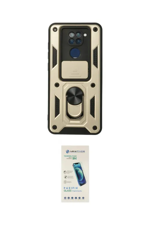 ieg™ Redmi Note 9 Kılıf Ahenk Klasik - Şeffaf Pasifik Cam Ekran Koruyucu