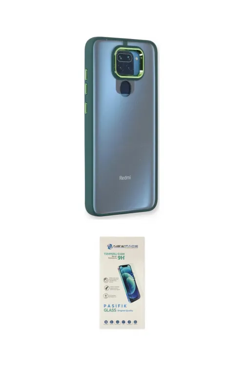 ieg™ Redmi Note 9 Kılıf Eksen Doku Prime - Şeffaf Pasifik Cam Ekran Koruyucu