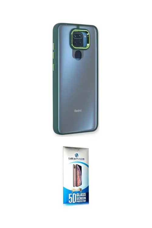 ieg™ Redmi Note 9 Kılıf Eksen Doku Prime - Siyah 5D Eko Cam Ekran Koruyucu