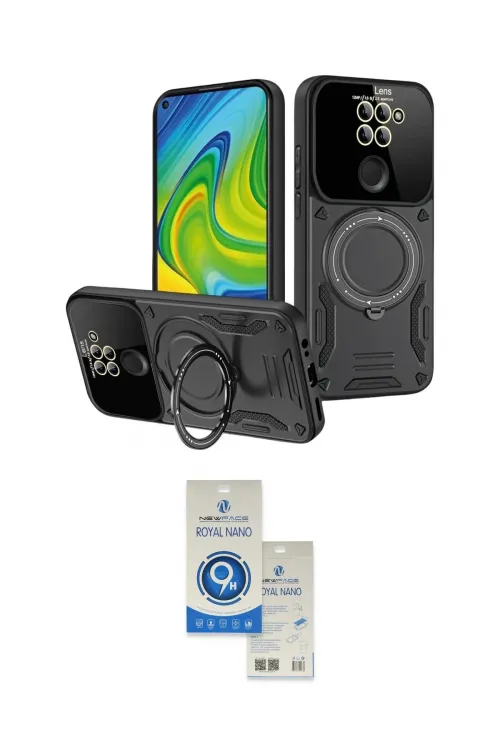 ieg™ Redmi Note 9 Kılıf Kıvılcım Modern Serisi - Şeffaf Royal Nano Ekran Koruyucu