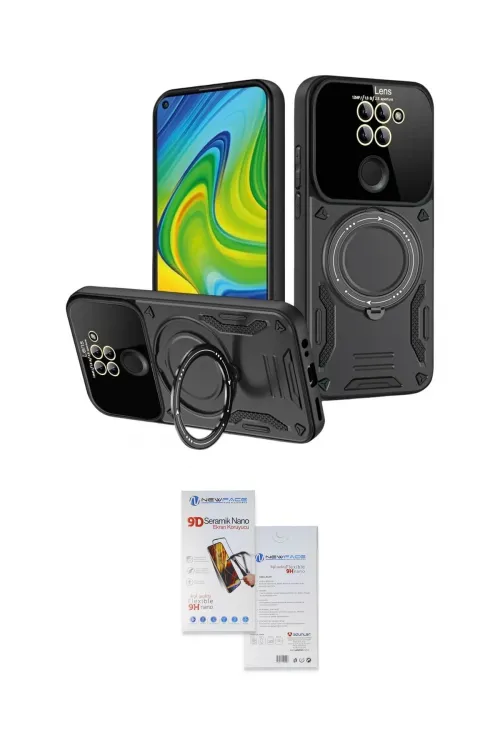 ieg™ Redmi Note 9 Kılıf Kıvılcım Modern Serisi - Siyah Seramik Nano Ekran Koruyucu