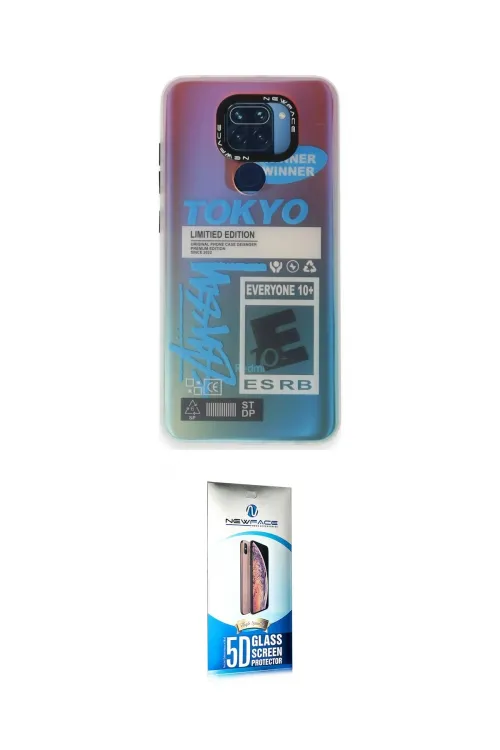 ieg™ Redmi Note 9 Kılıf Siluet Çizgi Koleksiyonu - Siyah 5D Eko Cam Ekran Koruyucu