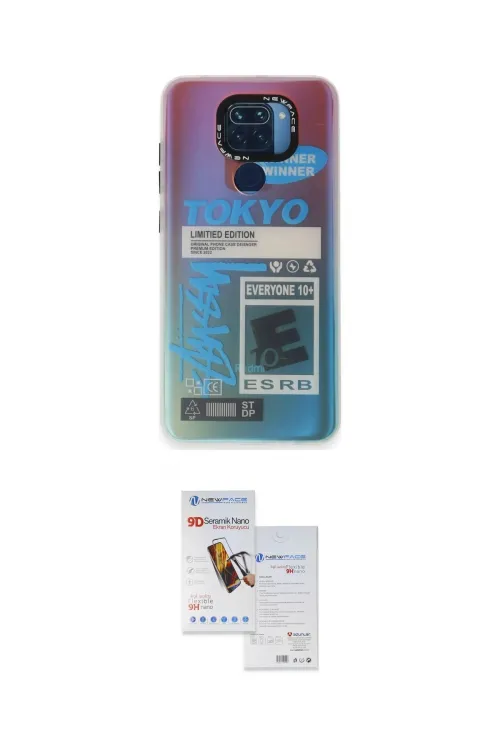 ieg™ Redmi Note 9 Kılıf Siluet Çizgi Koleksiyonu - Siyah Seramik Nano Ekran Koruyucu