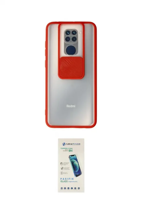 ieg™ Redmi Note 9 Kılıf Vadi Çizgi - Şeffaf Pasifik Cam Ekran Koruyucu