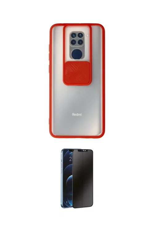 ieg™ Redmi Note 9 Kılıf Vadi Çizgi - Siyah 3D Antistatik Hayalet Cam Ekran Koruyucu