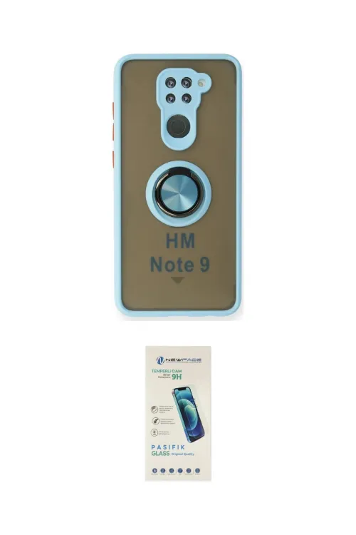 ieg™ Redmi Note 9 Kılıf Yörünge Çizgi - Şeffaf Pasifik Cam Ekran Koruyucu