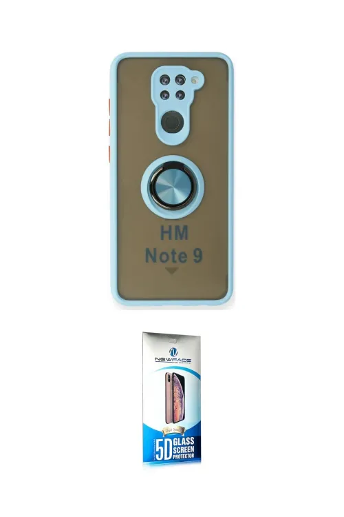 ieg™ Redmi Note 9 Kılıf Yörünge Çizgi - Siyah 5D Eko Cam Ekran Koruyucu
