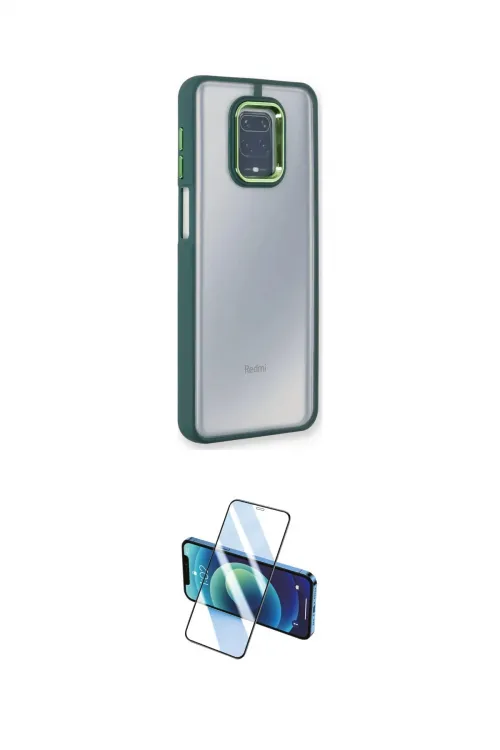 ieg™ Redmi Note 9 Pro Kılıf Eksen Doku Prime - Siyah 3D Antistatik Cam Ekran Koruyucu