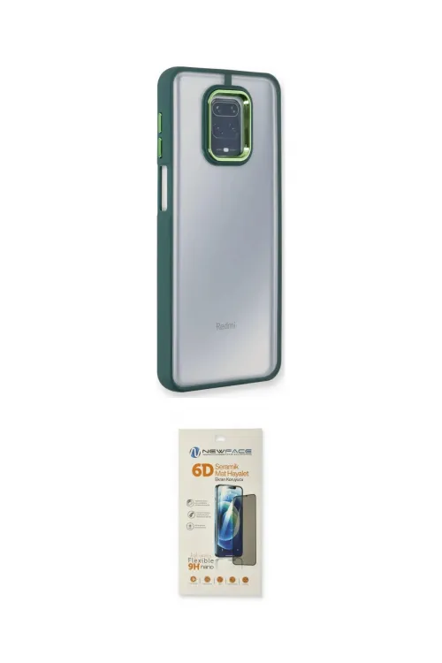 ieg™ Redmi Note 9 Pro Kılıf Eksen Doku Prime - Siyah 6D Mat Seramik Hayalet Nano Ekran Koruyucu