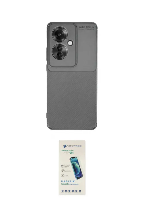 ieg™ Reno 11F Kılıf Eksen Form Prime - Şeffaf Pasifik Cam Ekran Koruyucu