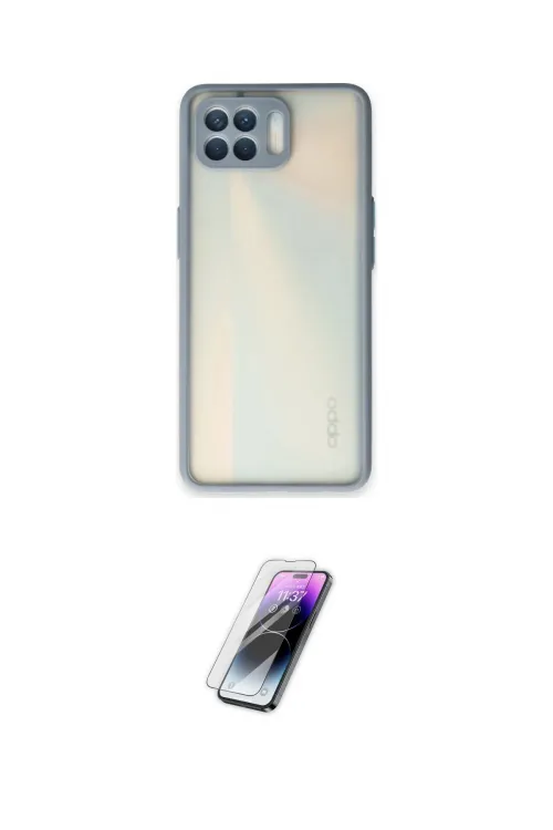 ieg™ Reno 4 Lite Kılıf Ahenk Çizgi Serisi - Şeffaf Pasifik Cam Ekran Koruyucu