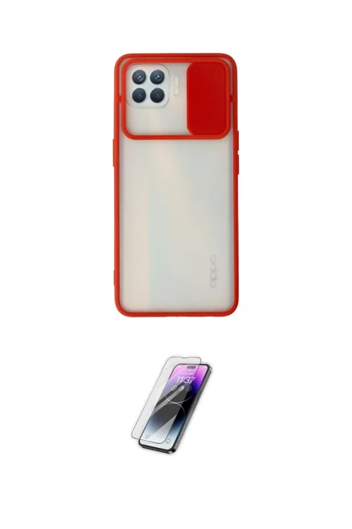 ieg™ Reno 4 Lite Kılıf Vadi Çizgi - Şeffaf Pasifik Cam Ekran Koruyucu