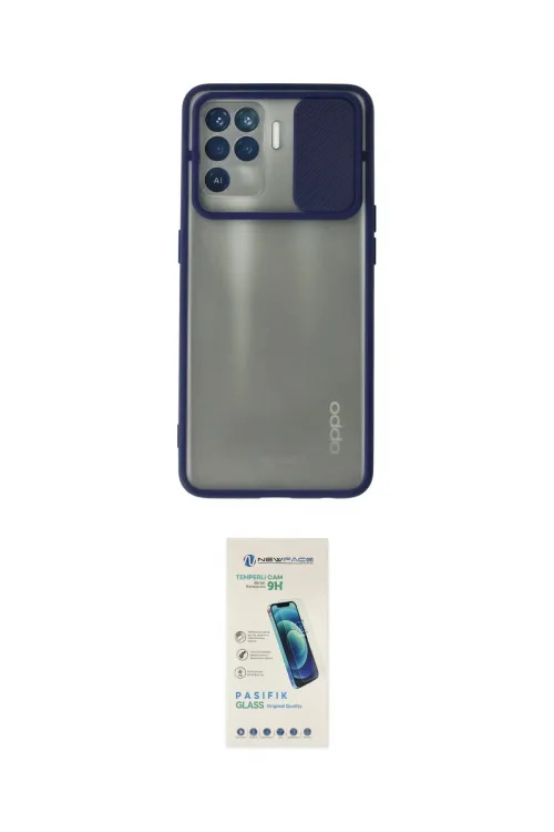 ieg™ Reno 5 Lite Kılıf Vadi Çizgi - Şeffaf Pasifik Cam Ekran Koruyucu
