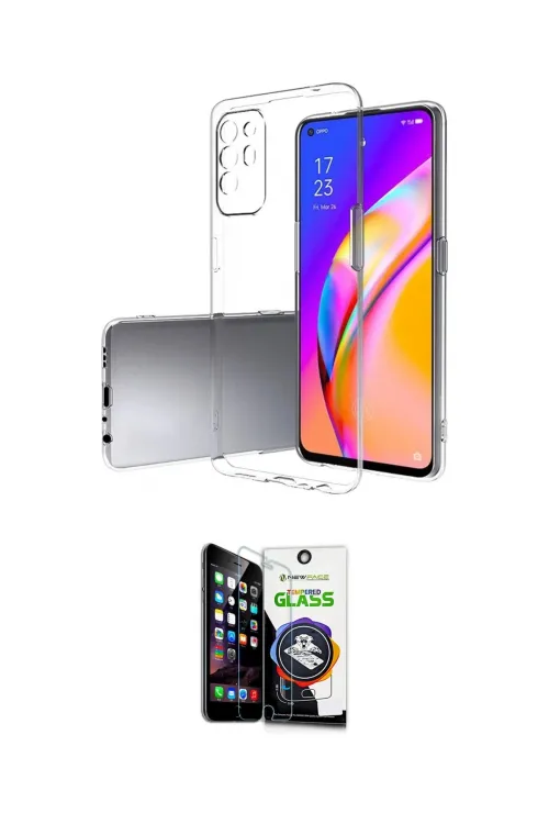 ieg™ Reno 5 Lite Kılıf Zirve Doku - Şeffaf Temperli Cam Ekran Koruyucu