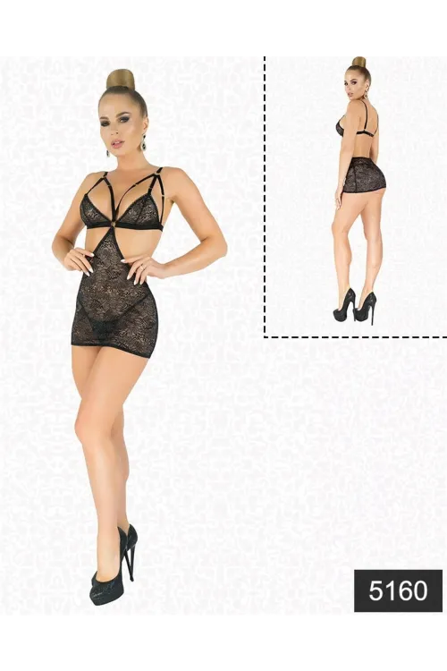 Simli Likralı  Dantel Babydoll