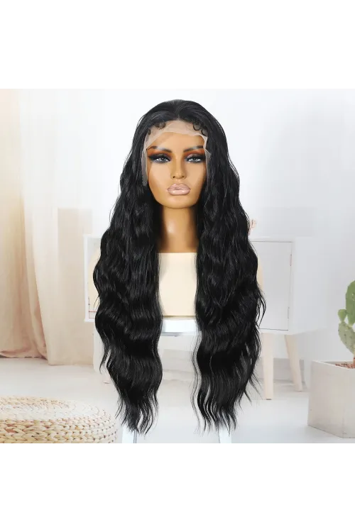 Siyah Bebek Saçlı Fiber Sentetik Tül Peruk