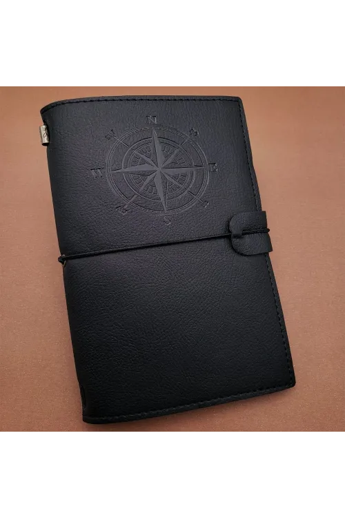 Siyah Deri Pusula Defter