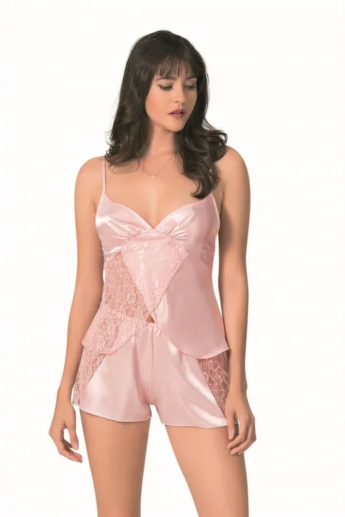 ieg™ Somon Saten Babydoll Şort Takımı