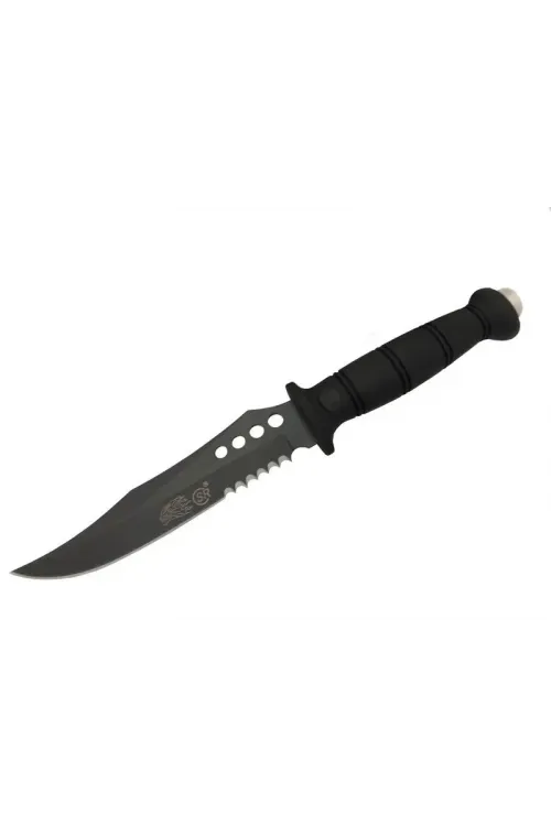 ieg™ SR S008B Lejyoner Tırtıklı Outdoor Bıçağı 29 cm - Kauçuk Sap, Perçinli
