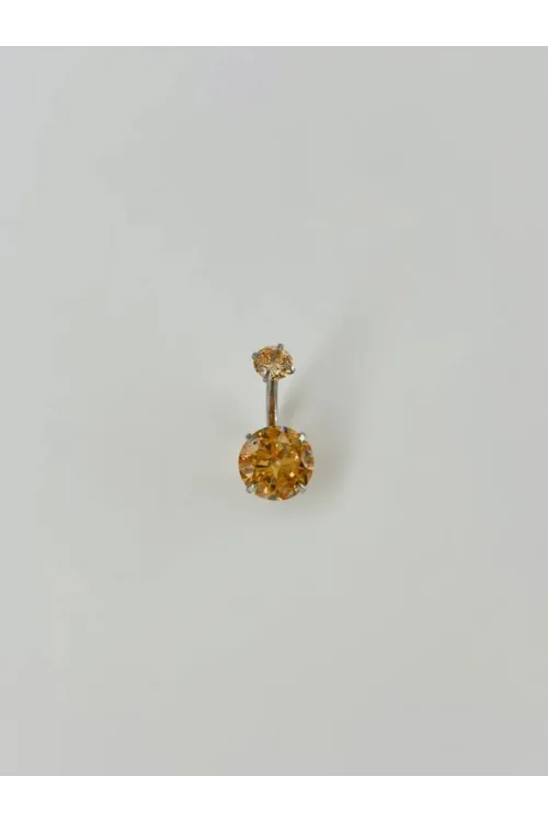 IEG - Turuncu Taşlı Göbek Piercing