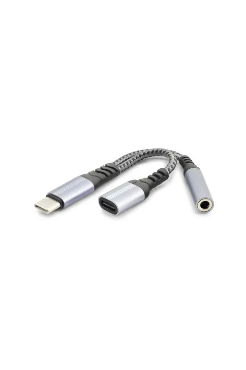 Type-C To Type-C + 3.5 Mm F Kablo Audıo Siyah GJ-014