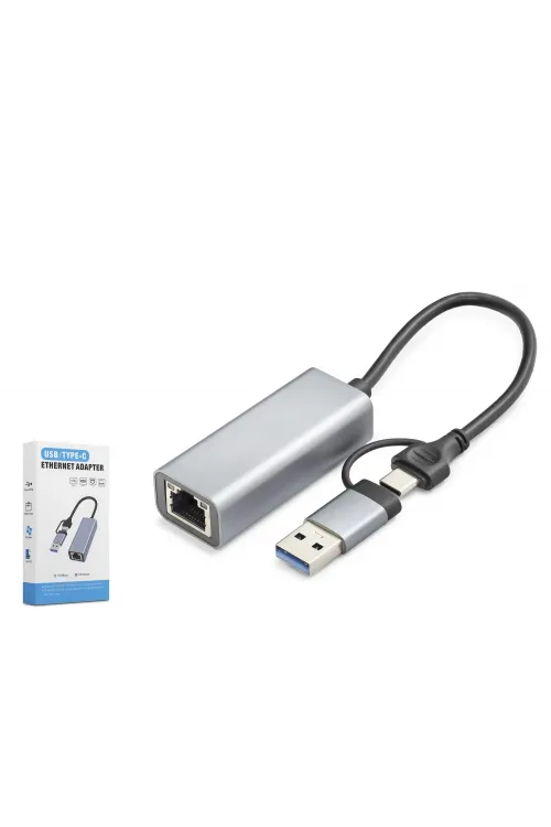 Usb 3.0 & Type-C Ethernet Adaptör Gigabit - Gri HDX7863