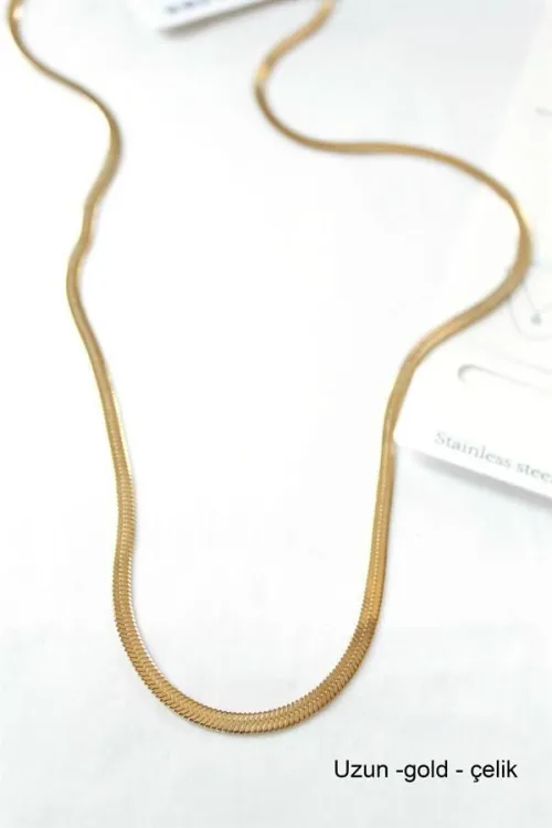 IEG - Uzun  İtalyan Çelik  Kolye-60cm - Altın