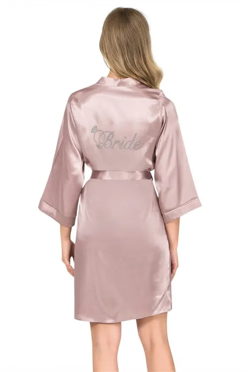Vizon Kısa Saten Bride Sabahlık