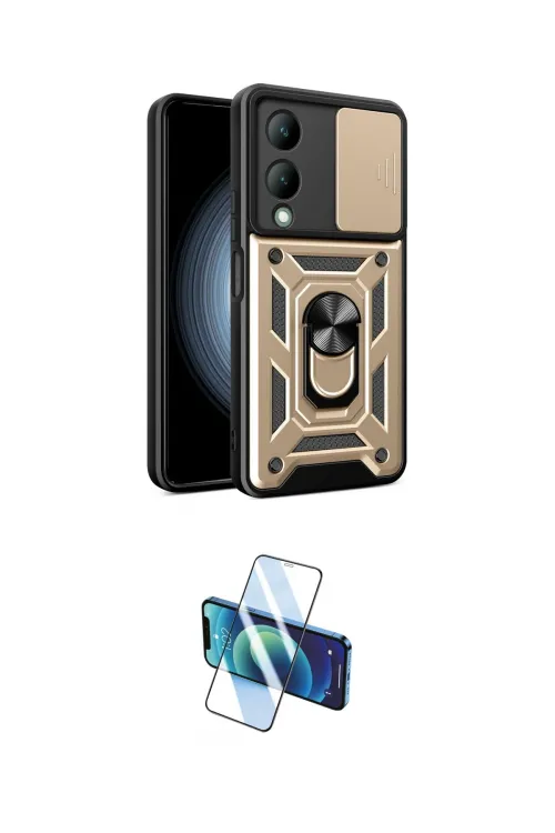 ieg™ Y17S Kılıf Ahenk Klasik - Siyah 3D Antistatik Cam Ekran Koruyucu