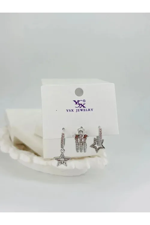 IEG - Yıldız Detalı Üçlü Kombin Küpe