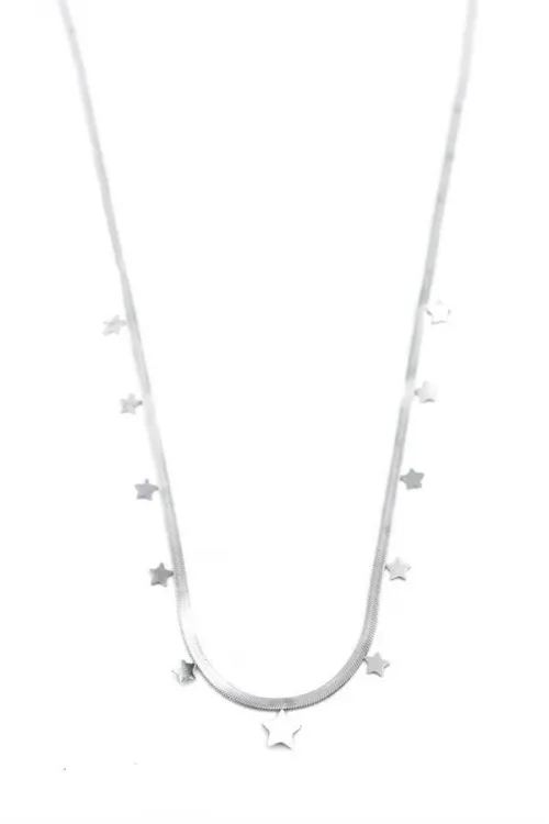 IEG - Yıldız Ezme Zincir Kolye - 45cm - Gümüş