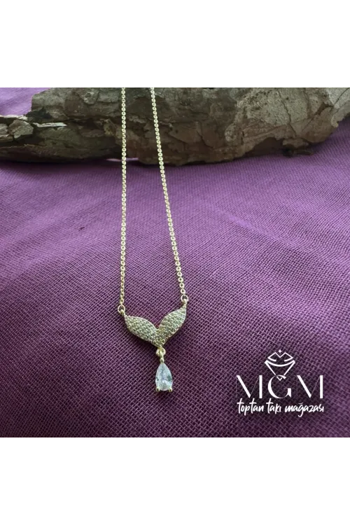 IEG - Zirkon Su Damlası Taşlı Kanat Kolye