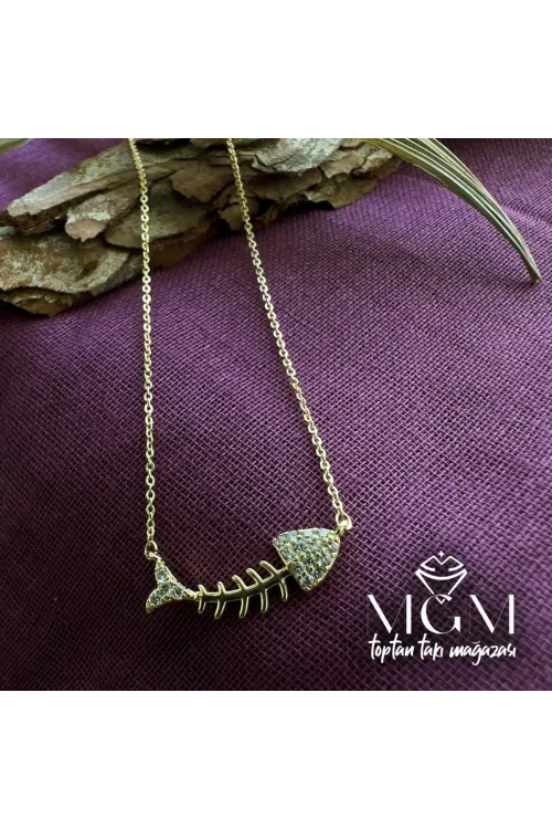 IEG - Zirkon Taşlı Kolye Gold
