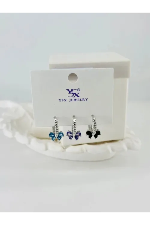 IEG - Zirkon Taşlı Üçlü Kombin Küpe
