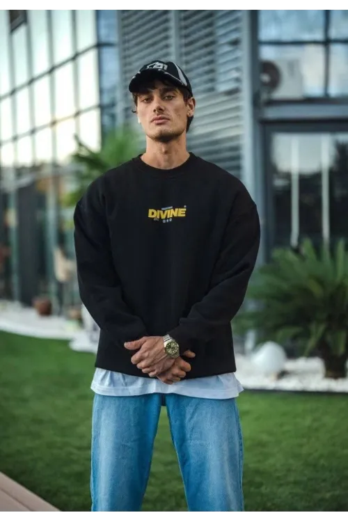 Erkek 3 iplik pamuklu Kışlık Bisiklet Yaka Baskılı SweatShirt - Siyah