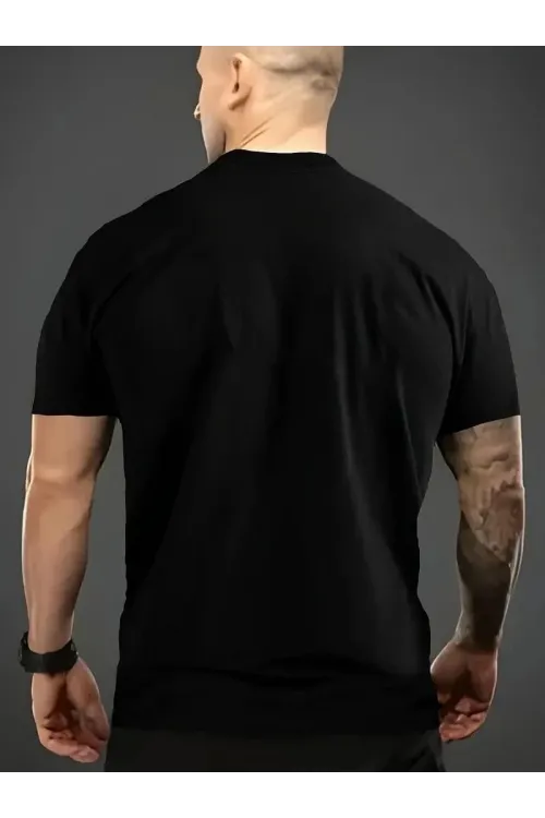Erkek T-shirt Komik Multitasker Baskılı Kısa kol Tişört - Siyah