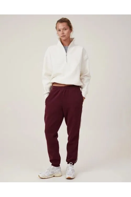 Kadın 3 İplik Pamuklu Oversize Yarım Fermuarlı Yakalı Basic Sweatshirt - Beyaz