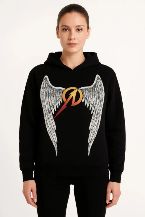 Metallica İki İplik Kapüşonlu Ön ve Arka Baskılı hoodie - Siyah