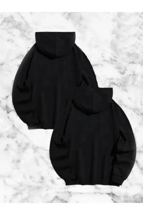 Örümcek Baskılı Sevgili Çift Kombini Kapüşonlu Sweatshirt & Hoodie - Siyah