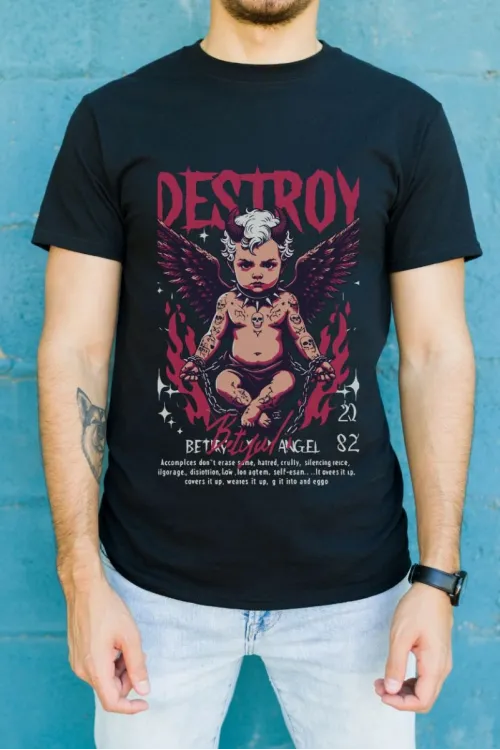 Unisex Oversize 24/1 Penye DTF Baskılı Tişört - DTF144