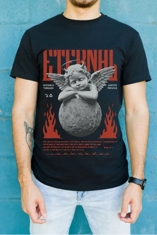 Unisex Oversize 24/1 Penye DTF Baskılı Tişört - DTF86
